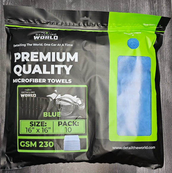 Detailing World Microfiber Towels -10Pack 230GSM - Blue