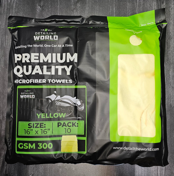 Detailing World Microfiber Towels -10Pack 300GSM - Yellow