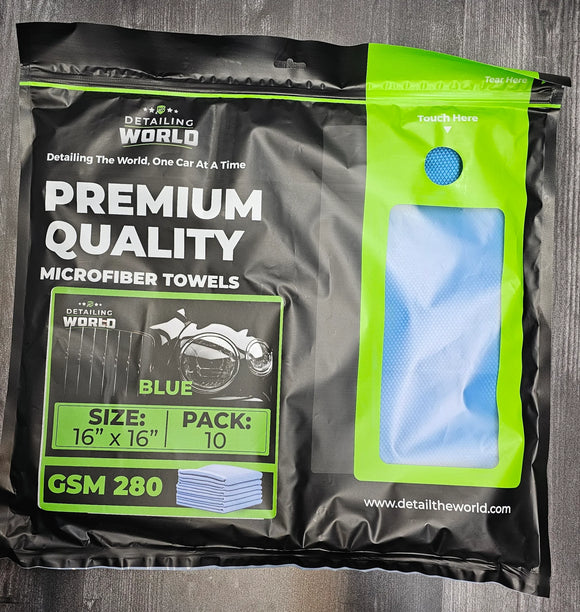 Detailing World Diamond Glass Towels -10Pack 280GSM - Blue
