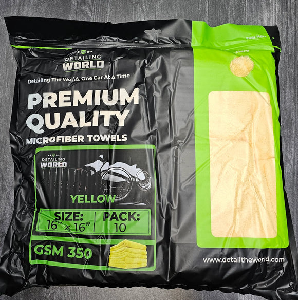 Detailing World Microfiber Towels -10Pack 350GSM - Yellow