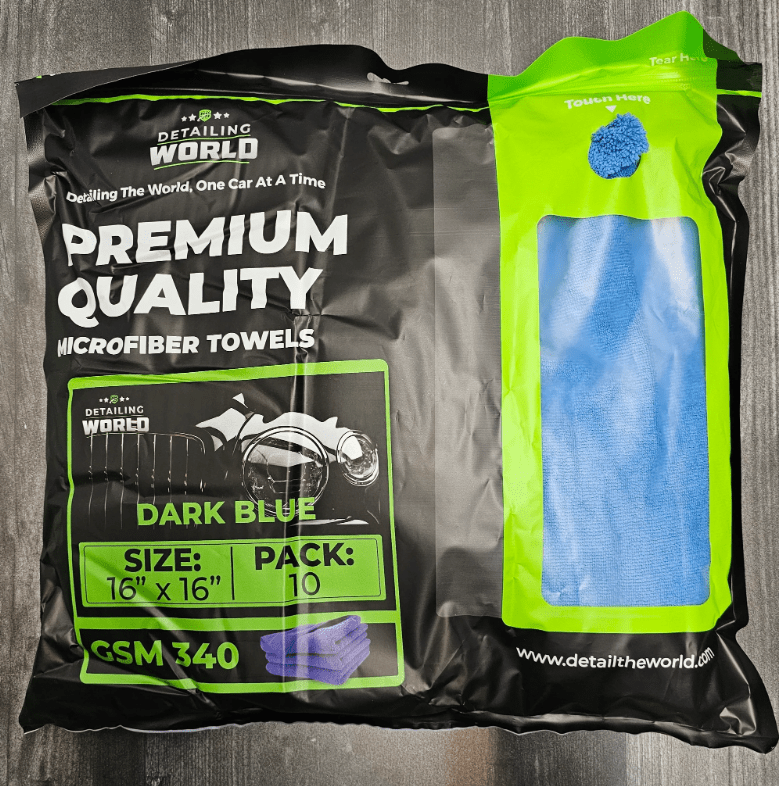 Detailing World Microfiber Towels -10Pack 340GSM - D. Blue - Detailing World NJ