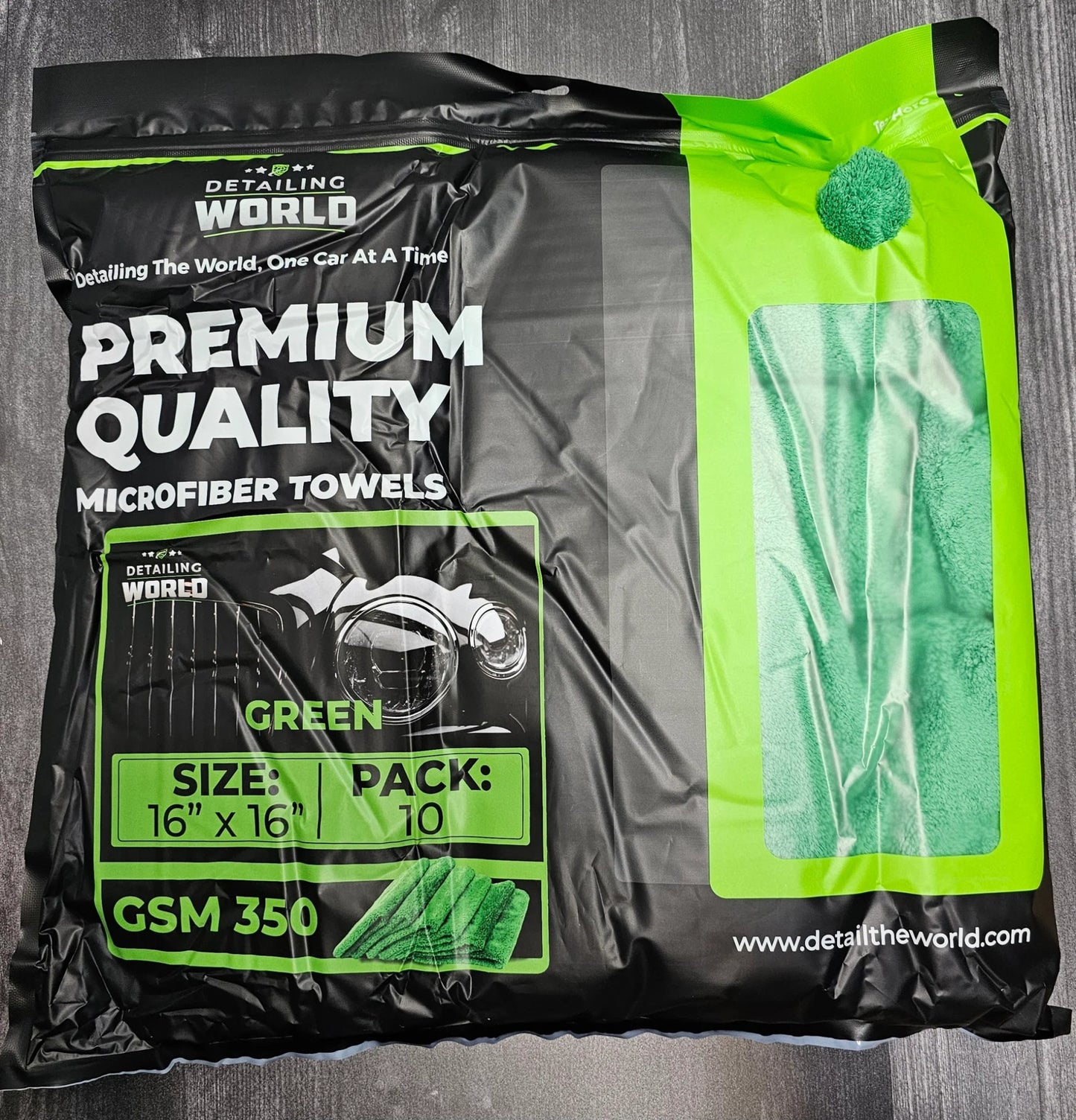 Detailing World Microfiber Towels -10Pack 350GSM - Green - Detailing World NJ