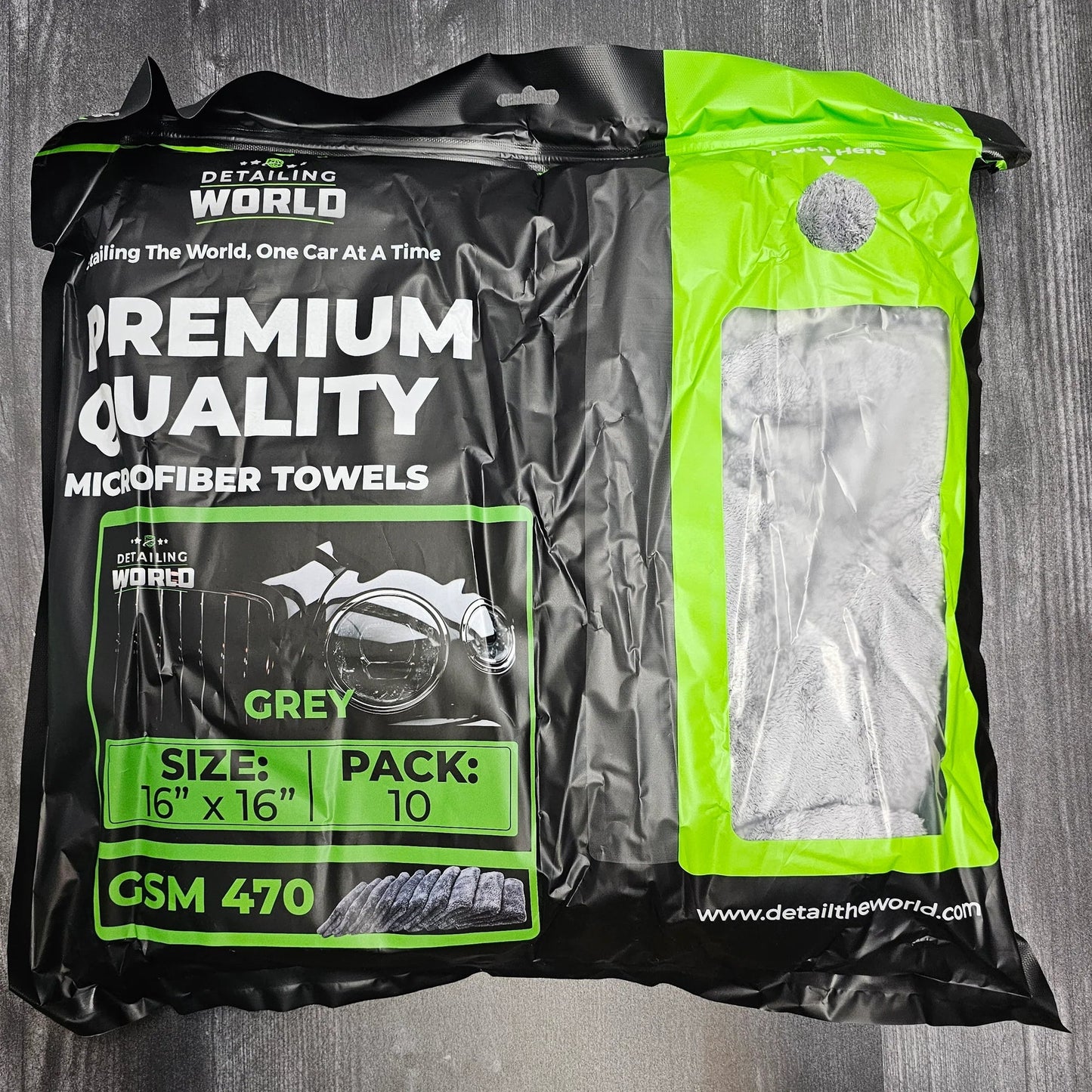 Detailing World Microfiber Towels -10Pack 470GSM - Gray - Detailing World NJ